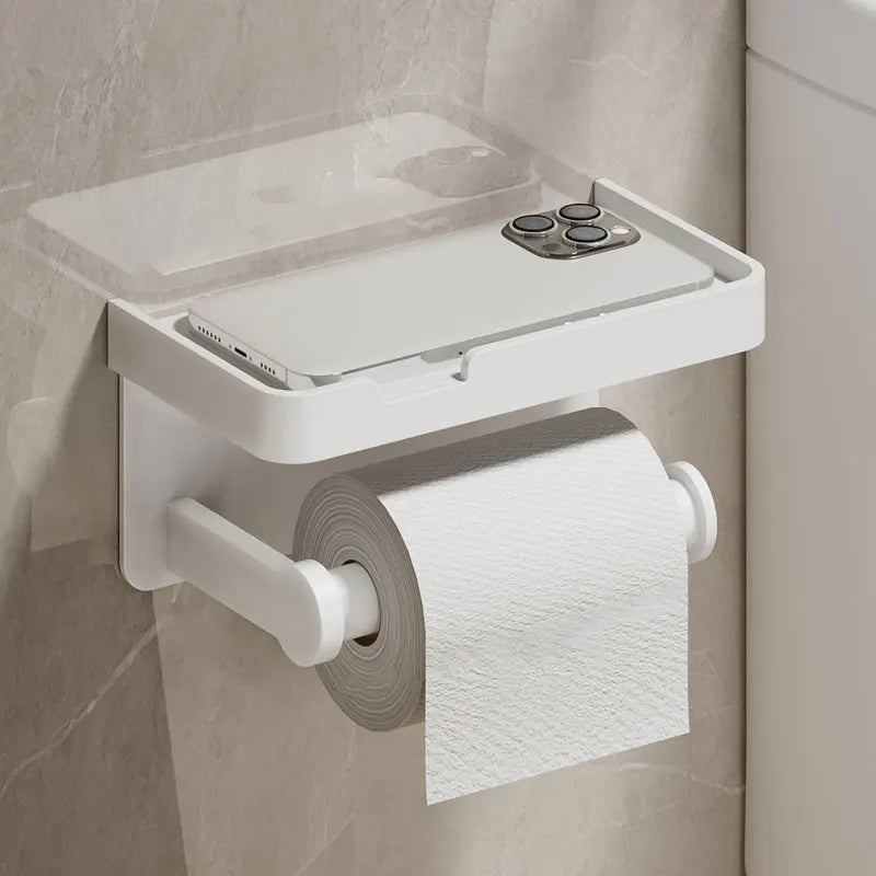 Toilet Paper Holder with Phone Shelf - Single/Double Roll (Aluminum)