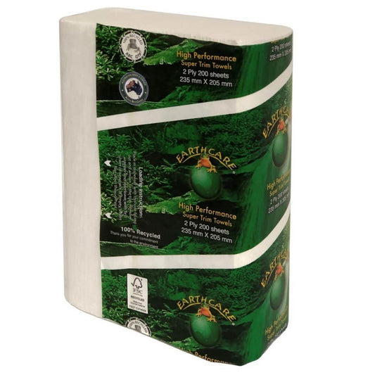 Earthcare Supertrim Interfold Paper Hand Towel (200 sheets, 2ply) x 16 - Australian Wade