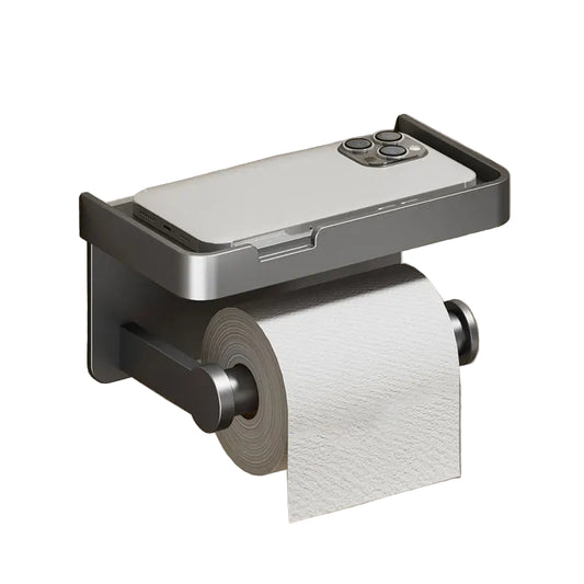 Toilet Paper Holder with Phone Shelf - Single/Double Roll (Aluminum)